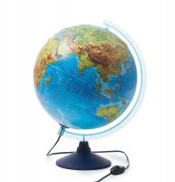 Глобус Земли физико-политический рельефный 320мм с подсветкой интерактивный