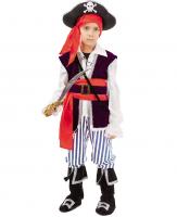 Карнавальный костюм Пират Спайк (рубашка+жилетом+пояс, брюки+сапоги, бандана, шляпа, сабля)