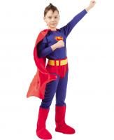 Карнавальный костюм Супер Человек (рубашка с плащом, трико с сапогами)  размер 122-64