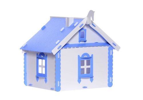 Домик для кукол  Деревенский домик Маруся бело-синий с мебелью