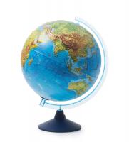 Глобус Земли физико-политический рельефный 320мм с подсветкой от бат. интерактивный