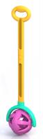 Каталка с ручкой Шарик желто-фиолетовая