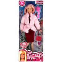 Кукла 29 см София сингл, в розовой шубе, сумочка, расческа в комплекте КАРАПУЗ в кор.24шт