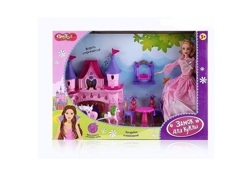 Замок для куклы Dolly Toy Розовые мечты (46х12х31,5 см, свет, звук, кукла 27 см, мебель)
