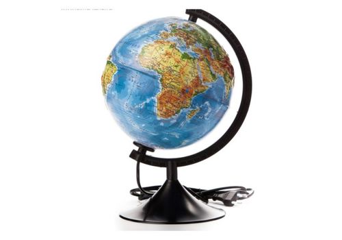 Глобус Земли физический 210мм рельефный с подсветкой Классик