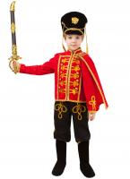 Карнавальный костюм Бравый Гусар (кивер,мундир с плащем,брюки с сапогами, сабля)
