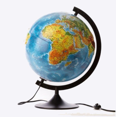 Глобус Земли физическо-политический 320мм с подсветкой Рельефный Классик Евро