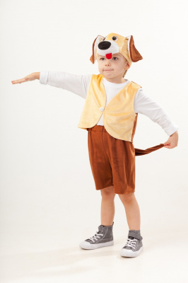 Карнавальный костюм Песик Тобик (жилет, шорты, шапка) размер 110-56